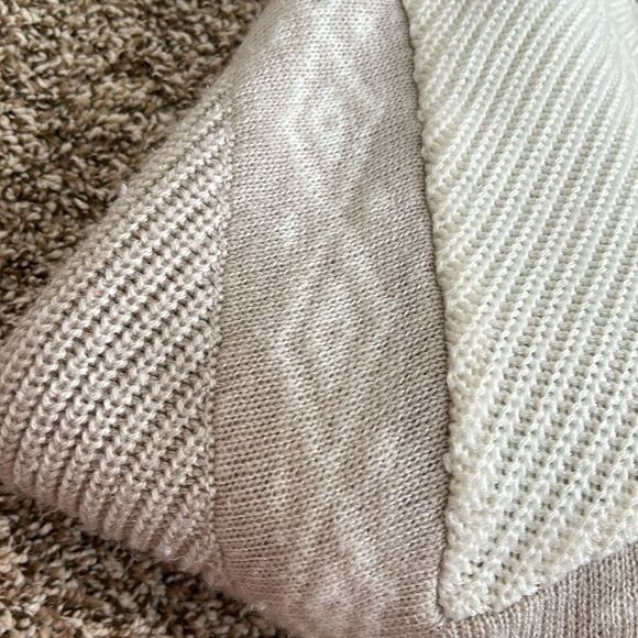 Vintage Chevron Longsleeve Womens Petite Cream Beige Sweater - Picture 13 of 14